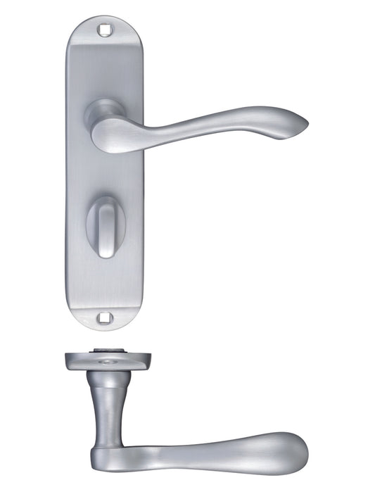 Arundel Door Handle for Bathroom Lock - Satin Chrome