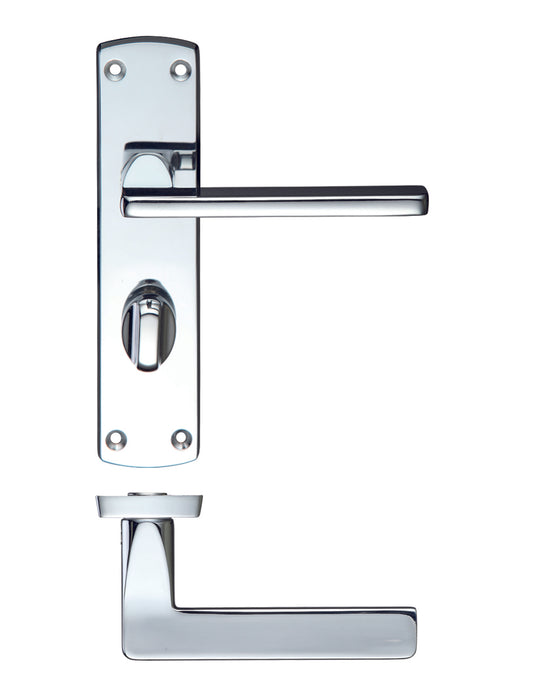 Leon Bathroom Lock on Backplate Polished Chrome