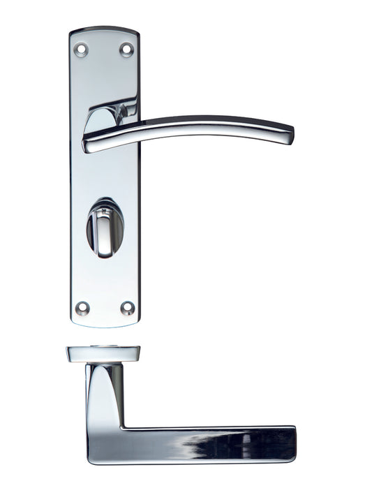 Toledo Bathroom Lock on Backplate Polished Chrome