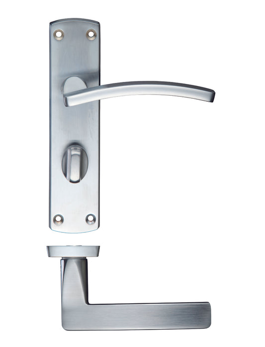 Toledo Bathroom Lock on Backplate Satin Chrome