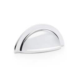 Bardom Polished Chrome Ridged Cabinet Cup Handle - 76mm Centres