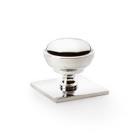 Quantock Polished Nickel Cupboard Knob on Square Backplate - 38mm