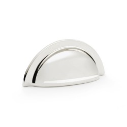 Bardom Polished Nickel Ridged Cabinet Cup Handle - 76mm Centres