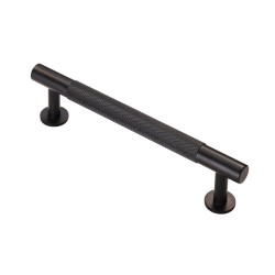 Matt Black Knurled T Bar Cabinet Handle - 128mm Centres