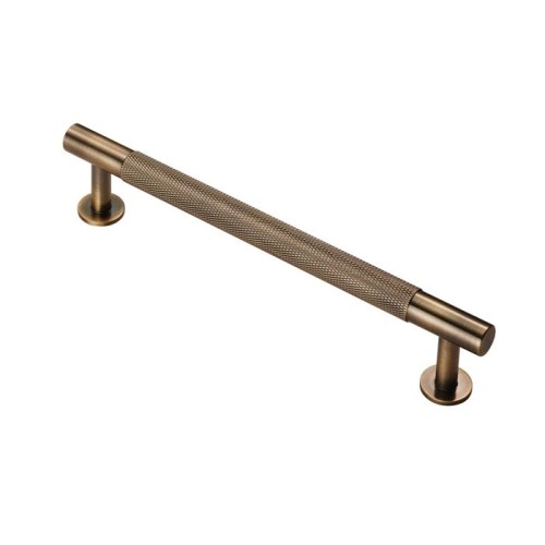 Antique Brass Knurled T Bar Cabinet Handle - 224mm Centres