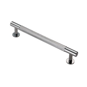 Polished Chrome Knurled T Bar Cabinet Handle - 128mm Centres